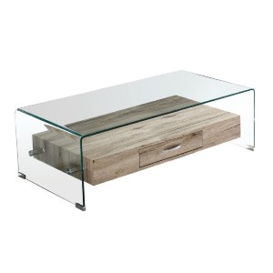 woo-25698 GLASSER WOOD ΤΡΑΠΕΖΑΚΙ ΣΑΛΟΝΙΟΥ ΓΥΑΛΙ 12MM - ΡΑΦΙ ΜΕ ΣΥΡΤΑΡΙ ΑΠΟΧΡΩΣΗ ΔΡΥΣ