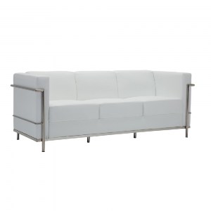 woo-28553 GENOVA ΚΑΝΑΠΕΣ ΣΑΛΟΝΙΟΥ ΚΑΘΙΣΤΙΚΟΥ 3ΘΕΣΙΟΣ, INOX PU ΑΣΠΡΟ