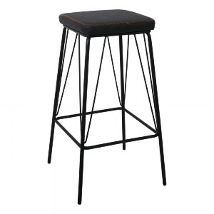 woo-30787 PANTON ΣΚΑΜΠΟ BAR, ΜΕΤΑΛΛΟ ΒΑΦΗ ΜΑΥΡΟ, PU ΑΠΟΧΡΩΣΗ VINTAGE BLACK