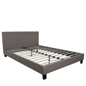 woo-31266 WILTON ΚΡΕΒΑΤΙ ΔΙΠΛΟ ΓΙΑ ΣΤΡΩΜΑ 160X200CM, PU ΑΠΟΧΡΩΣΗ CAPPUCCINO