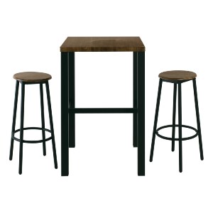 woo-33908 MAYER SET BAR ΤΡΑΠΕΖΙ + 2 ΣΚΑΜΠΟ ΜΕΤΑΛΛΟ ΒΑΦΗ ΑΝΘΡΑΚΙ - ANTIQUE BROWN