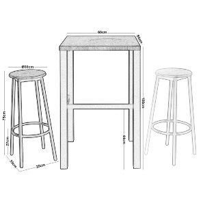 woo-34395 MAYER SET BAR ΤΡΑΠΕΖΙ + 2 ΣΚΑΜΠΟ ΜΕΤΑΛΛΟ ΒΑΦΗ ΑΝΘΡΑΚΙ - ANTIQUE BROWN