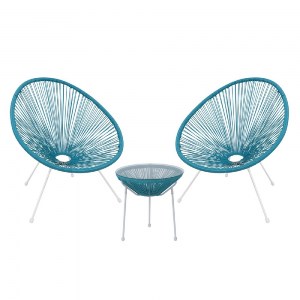 woo-35310_e-00022177-huge ACAPULCO SET ΚΗΠΟΥ - ΒΕΡΑΝΤΑΣ: ΤΡΑΠΕΖΙ + 2 ΠΟΛΥΘΡΟΝΕΣ ΜΕΤΑΛΛΟ ΑΣΠΡΟ / RATTAN ΜΠΛΕ