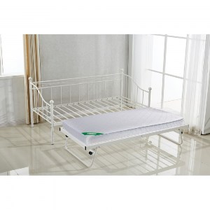 woo-38144 MARIN SET: DAYBED (ΓΙΑ ΣΤΡΩΜΑ 90X190) + ΒΟΗΘΗΤΙΚΟ ΚΡΕΒΑΤΙ ΜΕ ΣΤΡΩΜΑ 185X85 ΜΕΤΑΛΛΟ ΑΣΠΡΟ