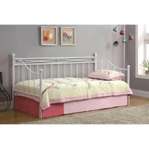 woo-38148 MARIN SET: DAYBED ΜΕ ΣΤΡΩΜΑ 90X190 + ΒΟΗΘΗΤΙΚΟ ΚΡΕΒΑΤΙ ΜΕ ΣΤΡΩΜΑ 85X185 ΜΕΤΑΛΛΟ ΑΣΠΡΟ