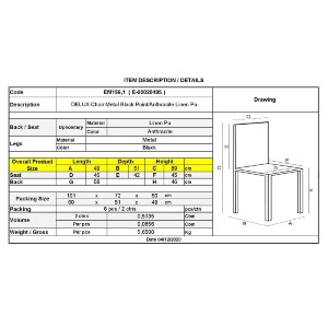 woo-38211_e-00020495_9-huge DELUX ΚΑΡΕΚΛΑ ΜΕΤΑΛΛΟ ΒΑΦΗ ΜΑΥΡΟ, LINEN PU ΑΝΘΡΑΚΙ