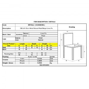 woo-38212_e-00020496_9-huge DELUX ΚΑΡΕΚΛΑ ΜΕΤΑΛΛΟ ΒΑΦΗ ΦΥΣΙΚΟ, LINEN PU ΜΠΕΖ