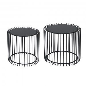 woo-39213_e-00022916-huge RICO SET-2 ΤΡΑΠΕΖΑΚΙΑ ΣΑΛΟΝΙΟΥ ΚΑΘΙΣΤΙΚΟΥ, ΜΕΤΑΛΛΟ ΒΑΦΗ ΜΑΥΡΟ, ΓΥΑΛΙ SMOKE