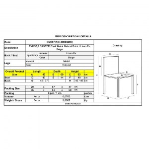 woo-39871_e-00020499_9-huge CASTER ΚΑΡΕΚΛΑ ΤΡΑΠΕΖΑΡΙΑΣ ΚΟΥΖΙΝΑΣ, ΜΕΤΑΛΛΟ ΒΑΦΗ ΦΥΣΙΚΟ LINEN PU ΜΠΕΖ