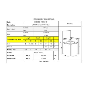 woo-40347 LARA ΠΟΛΥΘΡΟΝΑ PRO DINING ΣΤΟΙΒΑΖΟΜΕΝΗ, ALU SILVER, PP - UV PROTECTION ΑΠΟΧΡΩΣΗ ΜΠΛΕ