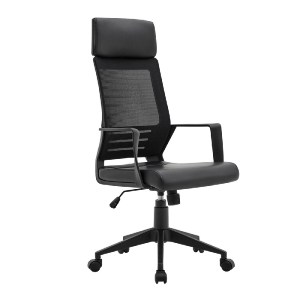 woo-40354 BF2500 ΠΟΛΥΘΡΟΝΑ ΓΡΑΦΕΙΟΥ ΔΙΕΥΘΥΝΤΗ MESH ΜΑΥΡΟ - PU ΜΑΥΡΟ