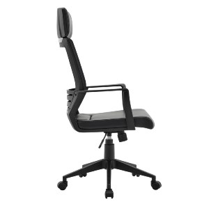 woo-40356 BF2500 ΠΟΛΥΘΡΟΝΑ ΓΡΑΦΕΙΟΥ ΔΙΕΥΘΥΝΤΗ MESH ΜΑΥΡΟ - PU ΜΑΥΡΟ