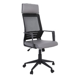 woo-40359 BF2500 ΠΟΛΥΘΡΟΝΑ ΓΡΑΦΕΙΟΥ ΔΙΕΥΘΥΝΤΗ MESH ΜΑΥΡΟ - PU ΓΚΡΙ