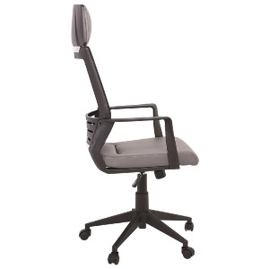 woo-40361 BF2500 ΠΟΛΥΘΡΟΝΑ ΓΡΑΦΕΙΟΥ ΔΙΕΥΘΥΝΤΗ MESH ΜΑΥΡΟ - PU ΓΚΡΙ