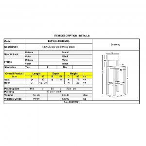 woo-40669_e-00018510_9-huge NEXUS ΣΚΑΜΠΟ BAR ΜΕ ΠΛΑΤΗ, ΣΤΟΙΒΑΖΟΜΕΝΟ, ΜΕΤΑΛΛΟ ΒΑΦΗ ΜΑΥΡΟ