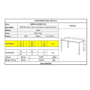 woo-40909 BAXTER ΤΡΑΠΕΖΑΚΙ ΣΑΛΟΝΙΟΥ ΚΑΘΙΣΤΙΚΟΥ, ΜΕΤΑΛΛΟ ΒΑΦΗ ΜΑΥΡΟ, GREY WALNUT