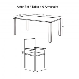 woo-41465_e-00016321_9-huge ASTOR SET ΤΡΑΠΕΖΑΡΙΑ ΚΗΠΟΥ: ΤΡΑΠΕΖΙ + 6 ΠΟΛΥΘΡΟΝΕΣ ΜΕΤΑΛΛΟ ΑΝΘΡΑΚΙ, ΓΥΑΛΙ, ΜΑΞΙΛΑΡΙ ΜΠΕΖ