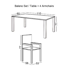 woo-41474 BALENO SET ΤΡΑΠΕΖΑΡΙΑ ΚΗΠΟΥ: ΤΡΑΠΕΖΙ + 4 ΠΟΛΥΘΡΟΝΕΣ ΜΕΤΑΛΛΟ ΑΝΘΡΑΚΙ - WICKER MIXED GREY