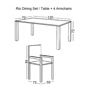 woo-41538 RIO SET ΤΡΑΠΕΖΑΡΙΑ ΒΕΡΑΝΤΑΣ - ΚΗΠΟΥ: ΤΡΑΠΕΖΙ + 4 ΠΟΛΥΘΡΟΝΕΣ ΜΕΤΑΛΛΟ ΚΑΦΕ, TEXTILENE ΚΑΦΕ