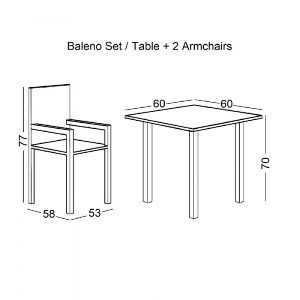 woo-41539 BALENO SET ΚΗΠΟΥ - ΒΕΡΑΝΤΑΣ: ΤΡΑΠΕΖΙ + 2 ΠΟΛΥΘΡΟΝΕΣ ΜΕΤΑΛΛΟ ΑΝΘΡΑΚΙ, WICKER MIXED GREY