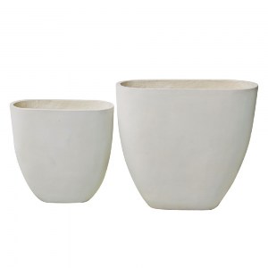 woo-41602 FLOWER POT-14 SET 2 ΤΕΜΑΧΙΩΝ ΑΠΟΧΡΩΣΗ MILK WHITE