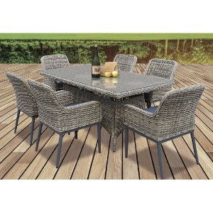 woo-42033 HAVANA SET ΤΡΑΠΕΖΑΡΙΑ ΚΗΠΟΥ ALU,WICKER GREY BROWN-ΑΝΘΡΑΚΙ: ΤΡΑΠΕΖΙ 160X90 + 6 ΠΟΛΥΘΡΟΝΕΣ