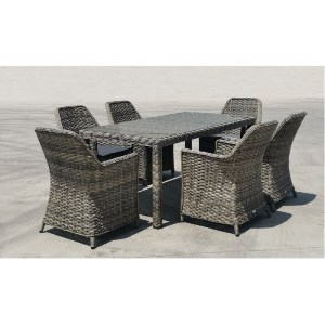 woo-43073 ESPERIA SET ΤΡΑΠΕΖΑΡΙΑ ΚΗΠΟΥ ALU,WICKER GREY BROWN-ΑΝΘΡΑΚΙ: ΤΡΑΠΕΖΙ 180X90 + 6 ΠΟΛΥΘΡΟΝΕΣ