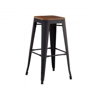 woo-43102 RELIX WOOD ΣΚΑΜΠΟ BAR, ΜΕΤΑΛΛΟ ΒΑΦΗ ΜΑΥΡΟ MATTE, ΚΑΘΙΣΜΑ DARK OAK, ΣΤΟΙΒΑΖΟΜΕΝΟ