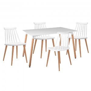 woo-45187 LAVIDA-ART ΤΡΑΠΕΖΑΡΙΑ: ΤΡΑΠΕΖΙ 120X80 ΟΞΙΑ/MDF + 4 ΚΑΡΕΚΛΕΣ ΜΕΤΑΛΛΟ ΒΑΦΗ ΦΥΣΙΚΟ PP ΑΣΠΡΟ