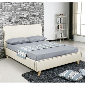 woo-45197 MORISSON ΚΡΕΒΑΤΙ ΔΙΠΛΟ, ΓΙΑ ΣΤΡΩΜΑ 140X190CM, ΥΦΑΣΜΑ ΕΚΡΟΥ