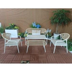 woo-45302 PALERMO SET ΣΑΛΟΝΙ ΚΗΠΟΥ- ΜΕΤΑΛΛΙΚΟ ΑΣΠΡΟ, WICKER ΦΥΣΙΚΟ :ΤΡΑΠΕΖΙ+2 ΘΕΣΙΟΣ+2 ΠΟΛΥΘΡΟΝΕΣ