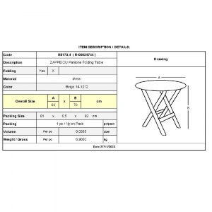woo-45373_e-00024744_9-huge ΖΑΠΠΕΙΟΥ PANTONE ΤΡΑΠΕΖΙ ΠΤΥΣΣΟΜΕΝΟ, ΜΕΤΑΛΛΟ ΒΑΦΗ BEIGE 14-1212