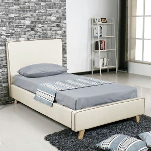 woo-45645 MORISSON ΚΡΕΒΑΤΙ ΜΟΝΟ, ΓΙΑ ΣΤΡΩΜΑ 90X190CM, ΥΦΑΣΜΑ ΕΚΡΟΥ