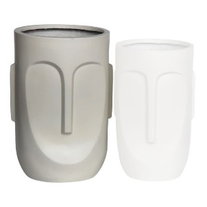 woo-45737 FLOWER POT-TOTEM Φ40X57CM, CEMENT ΑΠΟΧΡΩΣΗ SAND