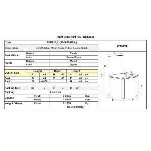 woo-45790 LYDIA ΚΑΡΕΚΛΑ ΤΡΑΠΕΖΑΡΙΑΣ - ΚΟΥΖΙΝΑΣ, ΜΕΤΑΛΛO BΑΦΗ ΜΑΥΡΟ, ΥΦΑΣΜΑ SUEDE ΜΑΥΡΟ