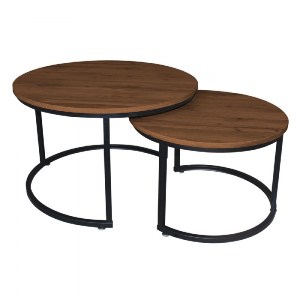 woo-45839 BOZZI SET-2 ΤΡΑΠΕΖΑΚΙΑ ΣΑΛΟΝΙΟΥ-ΚΑΘΙΣΤΙΚΟΥ, ΜΕΤΑΛΛΟ ΒΑΦΗ ΜΑΥΡΟ, ΑΠΟΧΡΩΣΗ ΚΑΡΥΔΙ