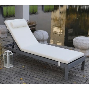 woo-45899 SUNLOUNGER ΜΑΞΙΛΑΡΙ ΞΑΠΛΩΣΤΡΑΣ ΜΕ ΠΡΟΣΚΕΦΑΛΟ,  ΥΦΑΣΜΑ ΕΚΡΟΥ, FOAM+POLYESTER ΦΕΡΜΟΥΑΡ-VELCRO