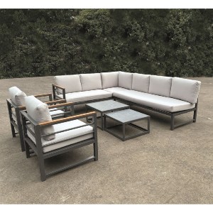 woo-45922 MARILIAN SET ΣΑΛΟΝΙ ΚΗΠΟΥ, ΠΟΛΥΜΟΡΦΙΚΟ 6ΤΕΜ, ΜΕΤΑΛΛΟ ΒΑΦΗ ΑΝΘΡΑΚΙ, ΜΑΞΙΛΑΡΙΑ ΓΚΡΙ