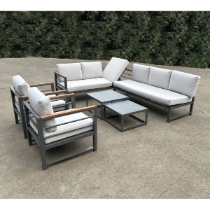 woo-45923 MARILIAN SET ΣΑΛΟΝΙ ΚΗΠΟΥ, ΠΟΛΥΜΟΡΦΙΚΟ 6ΤΕΜ, ΜΕΤΑΛΛΟ ΒΑΦΗ ΑΝΘΡΑΚΙ, ΜΑΞΙΛΑΡΙΑ ΓΚΡΙ