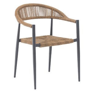 woo-45986 MADY ΠΟΛΥΘΡΟΝΑ ΒΕΡΑΝΤΑΣ-ΚΗΠΟΥ ALU ΑΝΘΡΑΚΙ, ROPE WICKER ΦΥΣΙΚΟ, ΣΤΟΙΒΑΖΟΜΕΝΗ