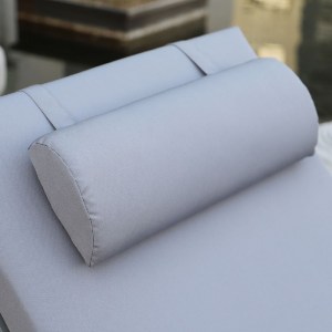 woo-45996 SUNLOUNGER ΜΑΞΙΛΑΡΙ ΞΑΠΛΩΣΤΡΑΣ ΜΕ ΠΡΟΣΚΕΦΑΛΟ,  ΥΦΑΣΜΑ ΓΚΡΙ, FOAM+POLYESTER ΦΕΡΜΟΥΑΡ-VELCRO