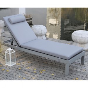 woo-45997 SUNLOUNGER ΜΑΞΙΛΑΡΙ ΞΑΠΛΩΣΤΡΑΣ ΜΕ ΠΡΟΣΚΕΦΑΛΟ,  ΥΦΑΣΜΑ ΓΚΡΙ, FOAM+POLYESTER ΦΕΡΜΟΥΑΡ-VELCRO