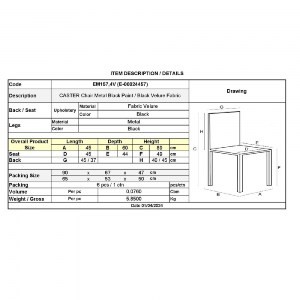 woo-46521_e-00024457_9-huge CASTER ΚΑΡΕΚΛΑ ΤΡΑΠΕΖΑΡΙΑΣ ΚΟΥΖΙΝΑΣ, ΜΕΤΑΛΛΟ ΒΑΦΗ ΜΑΥΡΟ ΥΦΑΣΜΑ VELURE ΜΑΥΡΟ