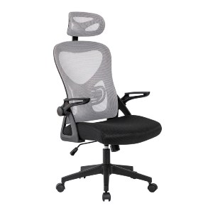 woo-46879 BF3050 ΠΟΛΥΘΡΟΝΑ ΓΡΑΦΕΙΟΥ- ΔΙΕΥΘΥΝΤΗ, MESH ΜΑΥΡΟ-ΓΚΡΙ, ΜΠΡΑΤΣΑ UP-DOWN