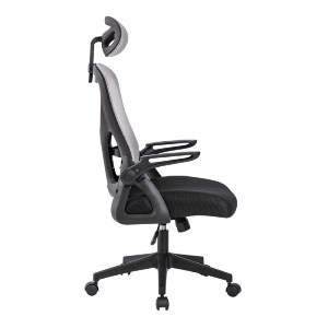 woo-46880 BF3050 ΠΟΛΥΘΡΟΝΑ ΓΡΑΦΕΙΟΥ- ΔΙΕΥΘΥΝΤΗ, MESH ΜΑΥΡΟ-ΓΚΡΙ, ΜΠΡΑΤΣΑ UP-DOWN