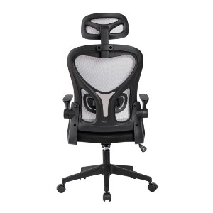 woo-46881 BF3050 ΠΟΛΥΘΡΟΝΑ ΓΡΑΦΕΙΟΥ- ΔΙΕΥΘΥΝΤΗ, MESH ΜΑΥΡΟ-ΓΚΡΙ, ΜΠΡΑΤΣΑ UP-DOWN