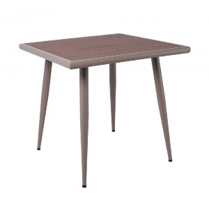 woo-46886 SERRANO SET ΚΗΠΟΥ: ΤΡΑΠΕΖΙ + 4 ΠΟΛΥΘΡΟΝΕΣ, ΜΕΤΑΛΛΟ ΒΑΦΗ SAND BEIGE, POLYWOOD ΚΑΡΥΔΙ