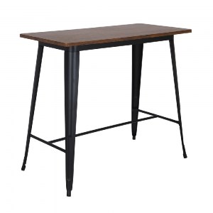woo-46971 RELIX WOOD DARK OAK ΤΡΑΠΕΖΙ BAR-PRO, ΜΕΤΑΛΛΟ ΒΑΦΗ ΜΑΥΡΟ