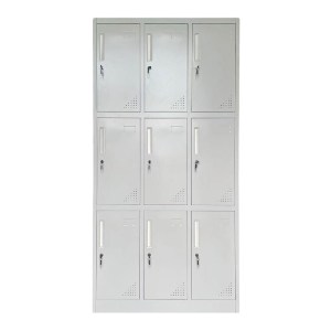 woo-47072 LOCKER 9 ΘΕΣΕΩΝ ΜΕΤΑΛΛΟ ΒΑΦΗ ΑΝΟΙΧΤΟ ΓΚΡΙ ΜΕ ΕΣΩΤΕΡΙΚΑ ΡΑΦΙΑ