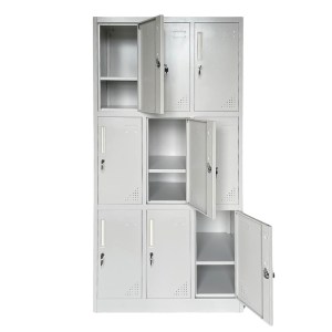 woo-47073 LOCKER 9 ΘΕΣΕΩΝ ΜΕΤΑΛΛΟ ΒΑΦΗ ΑΝΟΙΧΤΟ ΓΚΡΙ ΜΕ ΕΣΩΤΕΡΙΚΑ ΡΑΦΙΑ